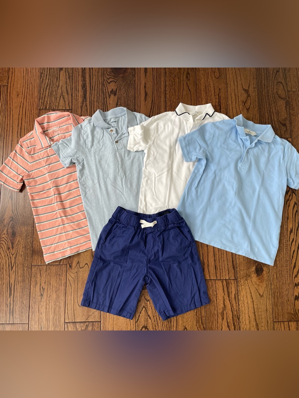 Kids Polo & Shorts Bundle - Light Blue, White, Navy, Coral